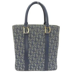 Christian Dior Trotter Pattern Handbag BOBO111 Tote Bag Navy